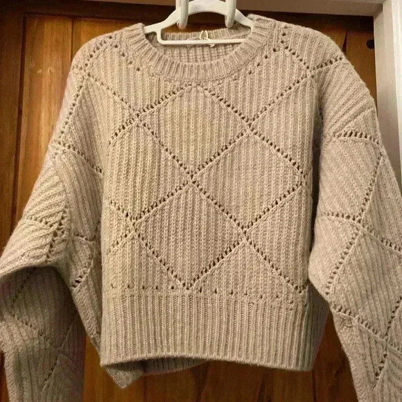 Thakoon Woman’s Argyle Pointelle Sweater In Oatmeal- 100% Wool NWT - Picture 3 of 8